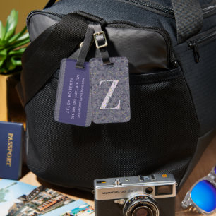 Classy Blommigt Monogrammed Brev Z mörk lila Bagagebricka