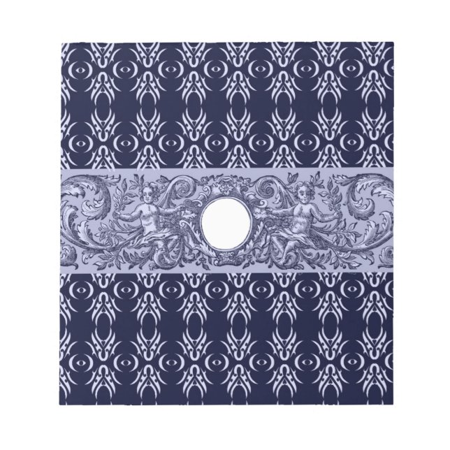 Classy Blue Baroque Mönster by LeahG - cherubs Anteckningsblock (Framsida)
