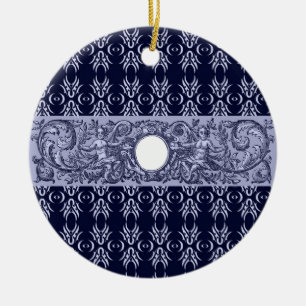 Classy Blue Baroque Mönster by LeahG - cherubs Julgransprydnad Keramik