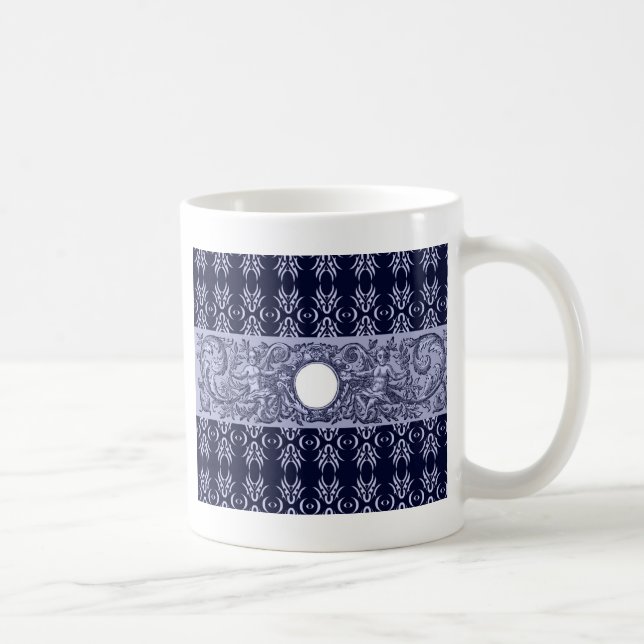 Classy Blue Baroque Mönster by LeahG - cherubs Kaffemugg (Höger)