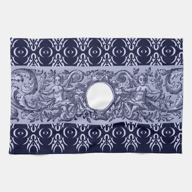 Classy Blue Baroque Mönster by LeahG - cherubs Kökshandduk (Horisontell)