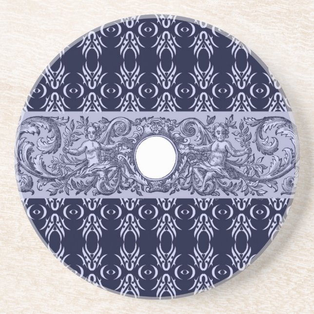 Classy Blue Baroque Mönster by LeahG - cherubs Underlägg Sandsten (Framsidan)