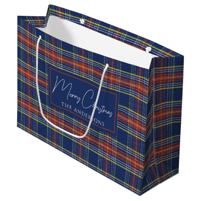 Classy Blue Burnt Orange Scottish Tartan jul (Framsidan Vinklad)