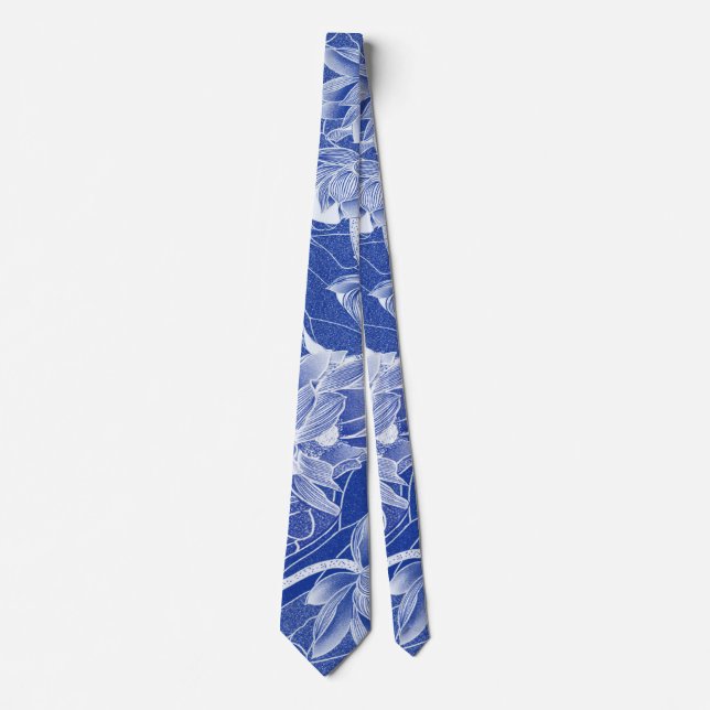 Classy Blue Chinoiserie Chic Blue Lotus Blommigt Slips (Framsida)