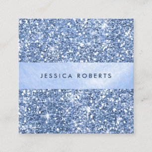 Classy Blue Glitter Mönster Glamous Fyrkantigt Visitkort