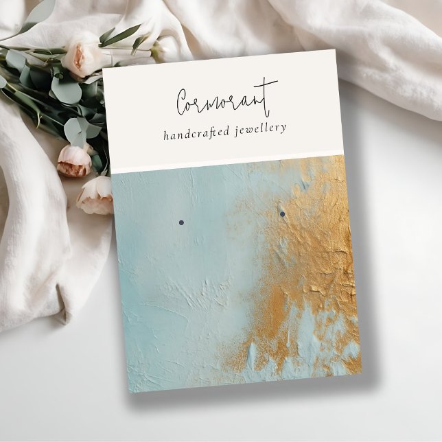 Classy Blue Guld Oil Paint Struktur Earring Holder Visitkort (Skapare uppladdad)