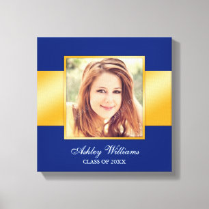 Classy Blue Guld Senior Photo Studenten Canvastryck