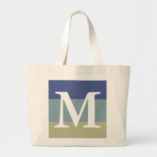 Classy Blue Khaki Stripe Färg Palette Monogram Jumbo Tygkasse