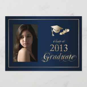 Classy Blue och Guld 2013 Student Photo Inbjudan