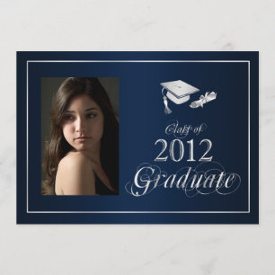 Classy Blue och Silver 2012 Student Photo Inbjudan