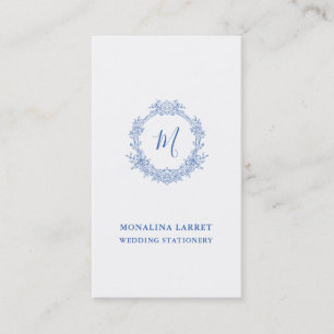 Classy Blue Ornamental Ro Ram Monogram Visitkort