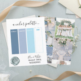 Classy Blue White Bröllop färg Palette Card 2024