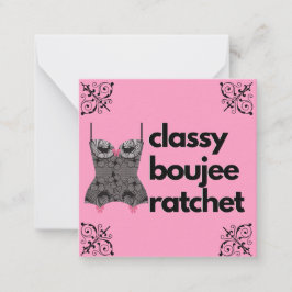 Classy Boujee Ratchet | Rosa och svart Lingerie Anteckningskort