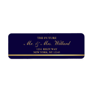 Classy Bröllop Gold Foil - Navy Returadress Etikett
