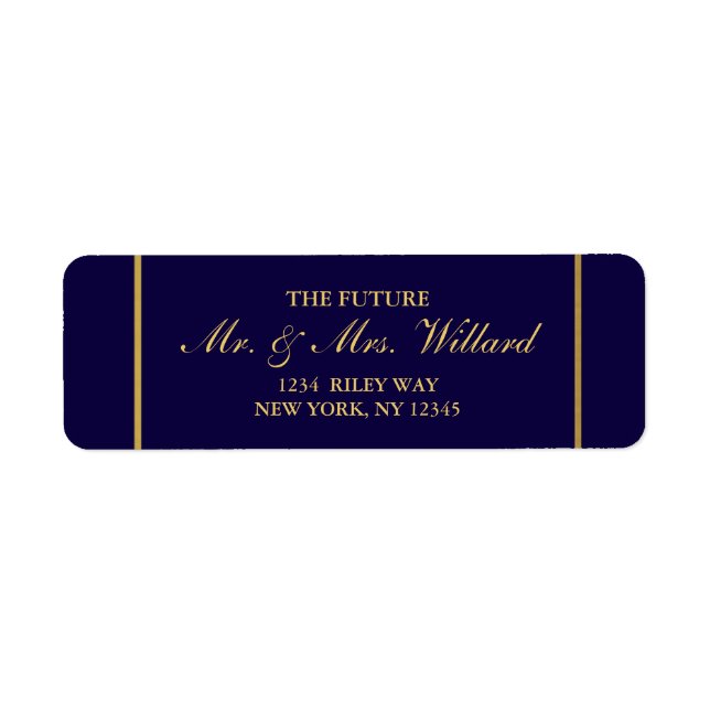 Classy Bröllop Gold Foil - Navy Returadress Returadress Etikett (Framsidan)