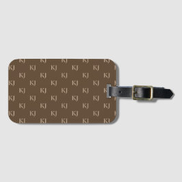 Classy Brown & Beige Monogram Initialer Mönster Bagagebricka