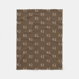 Classy Brown & Beige Monogram Initialer Mönster Fleecefilt
