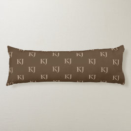 Classy Brown & Beige Monogram Initialer Mönster Kroppskudde