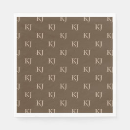 Classy Brown & Beige Monogram Initialer Mönster Pappersservett