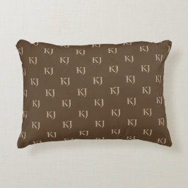 Classy Brown & Beige Monogram Initialer Mönster Prydnadskudde