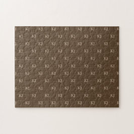 Classy Brown & Beige Monogram Initialer Mönster Pussel