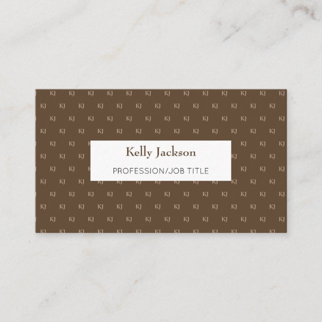 Classy Brown & Beige Monogram Initialer Visitkort (Framsida)