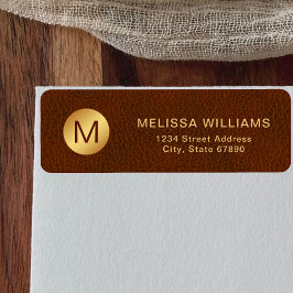 Classy Brown Struktur & Guld Första Returadressen Returadress Etikett