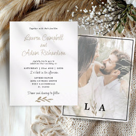 Classy Budget White & Guld bröllopsinbjudan