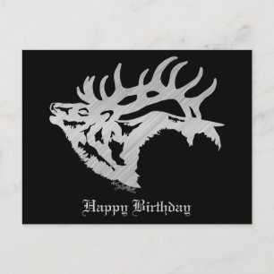 Classy Bull Elk Silver Silhouette Vykort