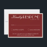 Classy Burgundy Cream Fancy Old Money Wedding OSA Kort<br><div class="desc">A classy and elegant calligraphy burgundy and cream retro old money wedding rsvp card. That has a vintage and modern red background with cream script and hand written whimsical stylish wording. Luxurious and chic with handwritten lettering. It is all editable by clicking on the personalize button.</div>