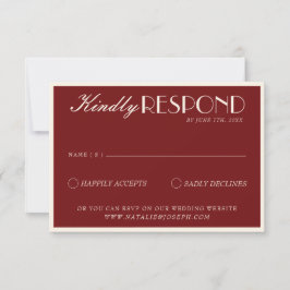 Classy Burgundy Cream Fancy Old Money Wedding OSA Kort