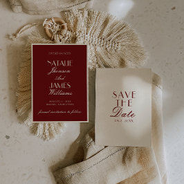 Classy Burgundy Cream Fancy Old Money Wedding Spara Datumet
