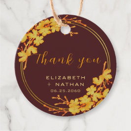 Classy Burgundy Guld Blommigt Bröllop Tack Gåvor Etiketter