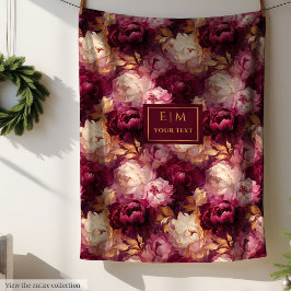 Classy  Burgundy Guld Personlig Boho Throw Fleecefilt