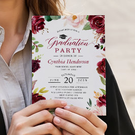 Classy Burgundy och händelsen Studenten i  Blommig Inbjudningar