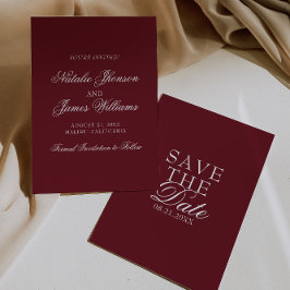 Classy Burgundy White Fancy Old Money Wedding Spara Datumet