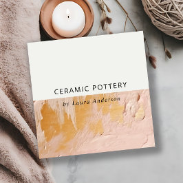 Classy Bush Pink Gold Oil Paint Texture QR Code Fyrkantigt Visitkort