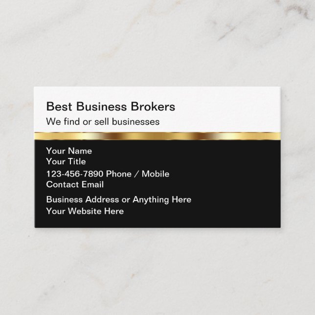 Classy Business Broker Marketing Business Cards Visitkort (Framsida)