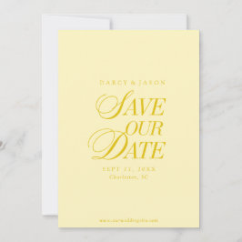 Classy Butter Yellow Elegant Save the Date Card Spara Datumet