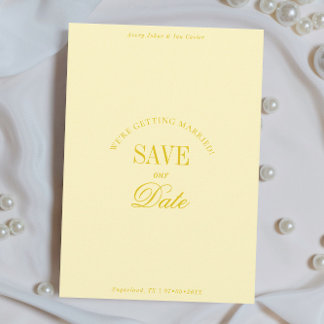 Classy Butter Yellow Elegant Save the Date Card Spara Datumet