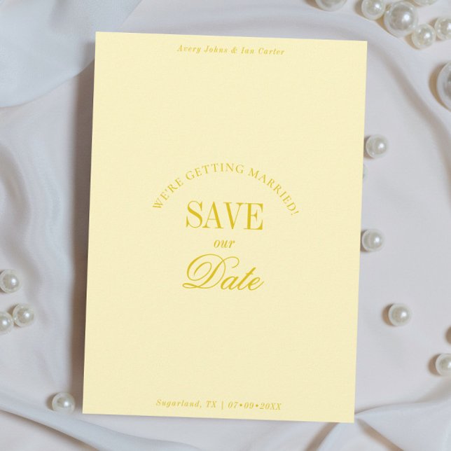 Classy Butter Yellow Elegant Save the Date Card Spara Datumet (Skapare uppladdad)