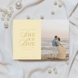 Classy Butter Yellow Elegant Save the Date Card Spara Datumet