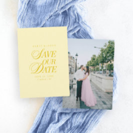 Classy Butter Yellow Elegant Save the Date Card Spara Datumet