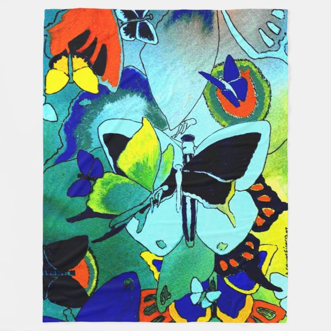 Classy Butterfly Collage Springtime Ull Fleecefilt (Framsidan)