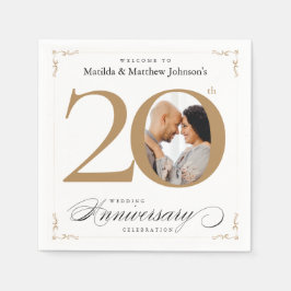 Classy Calligraphy 20-årsjubiléet White Guld Pappersservett