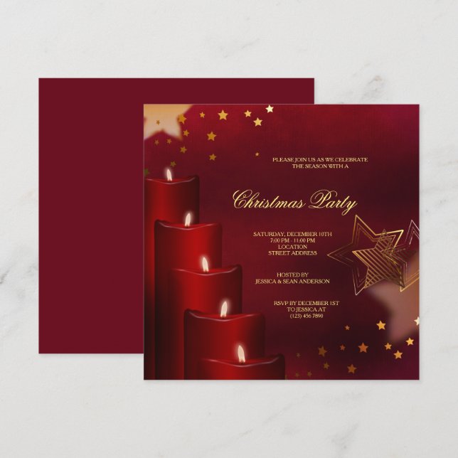 Classy Candles & Stars jul Inbjudningar (Fram/baksida)