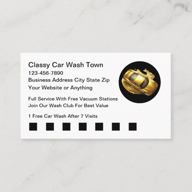 Classy Car Wash Theme Business Cards Visitkort (Framsida)
