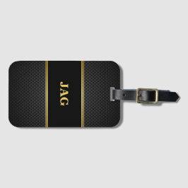 Classy Carbon Black & Gold Monogrammed Bagagebricka