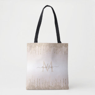 Classy Champagne Glitter - Engrammed Namn Tygkasse