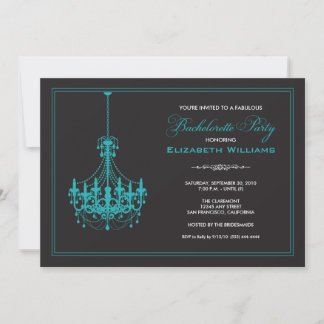 Classy Chandelier Bachelorette Inbjudan (aqua)